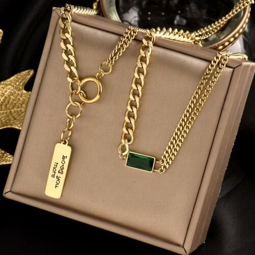 316L Titanium stainless steel inserts No fading chain Upscale jewelry green Necklace fashion charm Light luxury gift women