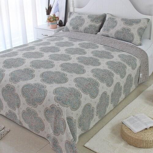 Vintage Cotton Bedspread Quilt Set 3pcs Summer Quilts Bed Cover Pillow Shams King Queen Size Quilted Coverlet Blankets