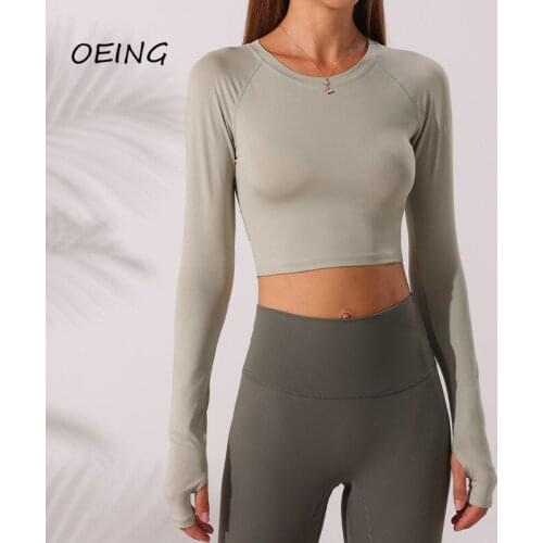 Long Sleeve Shirt Women 2021 Yoga Tops Women Fashion Workout Shirt Short Sport Crop Top