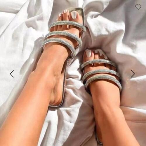 Ladies Sandals 2021 Rhinestone Sandals Casual Non-slip Slippers Comfortable and Supportive Sandals Ladies Sandals