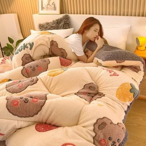 Lamb velvet quilt winter quilt 5 kg double-sided fleece comforter thickened to keep warm blanket in autumn winter plush quilt