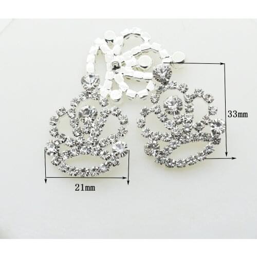 ZMASEY Crown Buttons 5Pcs/Lot 21*33mm Rhinestone Sewing Diy Accessories Wedding Invitation Beauty Avatar Shiny Buckle