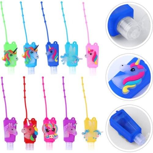 10Pcs 30ML Cartoon Silicone Mini Hand Sanitizer Travel Portable Gel Holder Liquid Soap Dispenser Container with Protective Cover