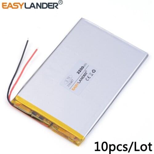 10pcs /Lot 3.7v lithium Li ion polymer rechargeable battery 356487 2200mAh For Mp3 GPS PSP phone PAD MID DVD Power bank