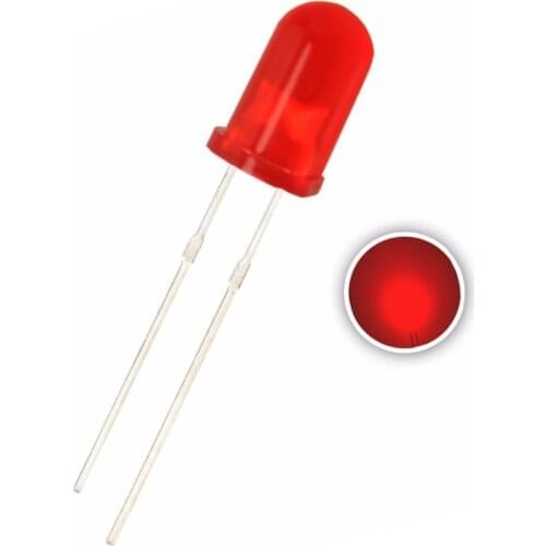 100pcs 5mm RED F5 RED DIP LED Diffused 620-625nm Light-Emitting Diode Lamps light beads 2V 20mA (RED LENS)