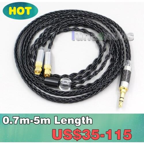 2.5mm 4.4mm XLR 8 Core Silver Plated Black Earphone Cable For HiFiMan HE400 HE5 HE6 HE300 HE4 HE500 HE6 LN006600
