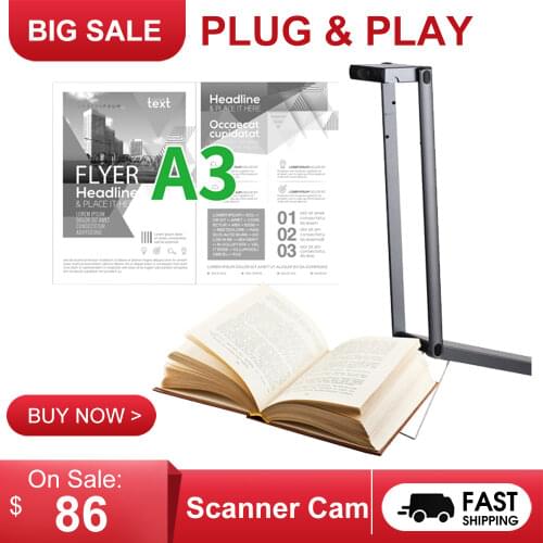 2 in 1 Document Scanner Camera & Webcam Auto-Focus 13MP A3 Scan Size Webcam 10X Optical Zoom USB Connect for Web Conferencing