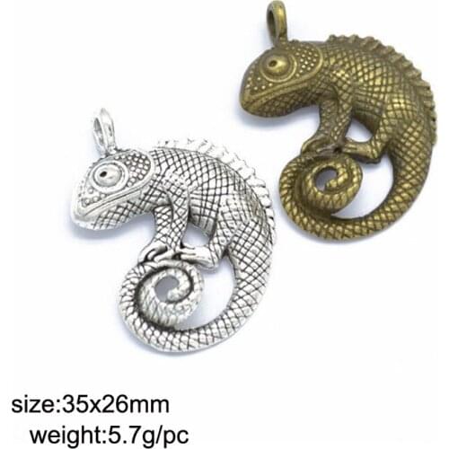 20pcs/lot Alloy Antique Silver/Antique Bronze 35x26mm Animal Lizard Charm Pendant Fit Bracelet Necklace DIY Metal Jewelry Making