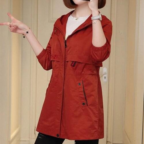 2021 New Spring Womens Jacket Long Sleeve Casual Female Windbreaker Hooded Basic Coat Zippers Jackets Outwear Plus Size 4XL