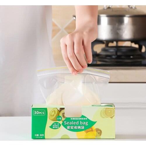 30PCS Ziplock Bag Zip Lock Plastic Bags Sealing Bag Transparent PE Poly Bags Fresh Storage Food Envelope Bag Reusable Zip Bag