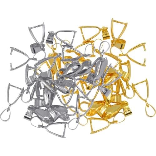 40 Pcs Brass Pendant Pinch Clip Clasp Bails Connector DIY CraftS 14mm,8.5mm