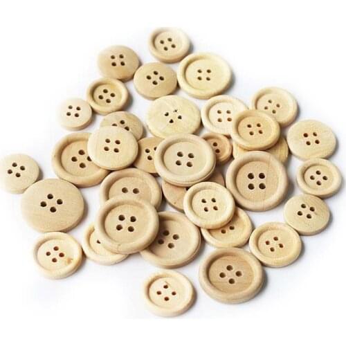 50Pcs/Lot 15Mm Round Wooden Decorative Buttons For Clothing Sewing Accessories For Clothes Wooden Button For Needlework