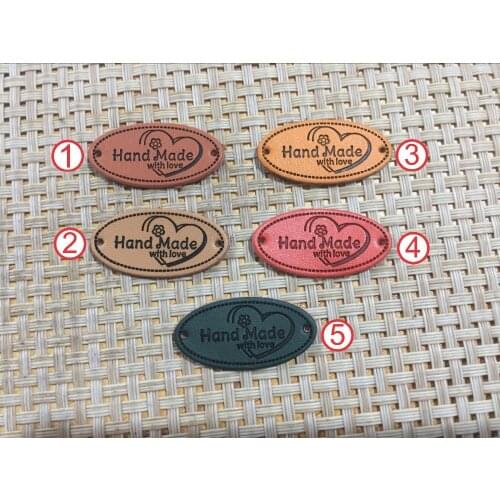 50 pcs hand made PU leather Labels 32 mm* 16mm /leather label /handmade with love label /pu label