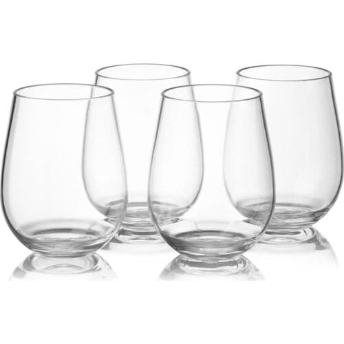 Stemless Red and White Wine Glasses 16oz, Unbreakable Tritan Plastic Wine Tumblers Set for Holiday, Party, Birthday, Dishwasher