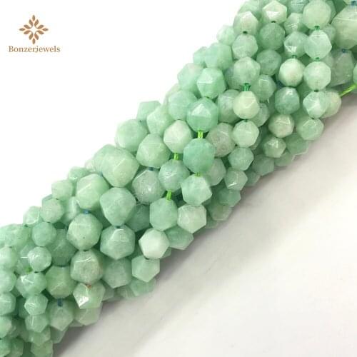 Wholesale Natural Diamonds Faceted Burmese Jades Star Cut Polygon Beads For Jewelry Making Bracelet Necklace 6-8mm