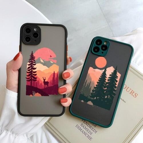 Mountain Tree Sunset Phone Case For iPhone 6s 7 8 Plus SE 2020 11 12 Mini Pro Max For iphone X XR Xs max Hard Shockproof cover