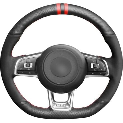 Black Artificial Leather Suede DIY Car Steering Wheel Cover for Volkswagen Golf 7 GTI Golf R MK7 VW Polo GTI Scirocco 2015 2016
