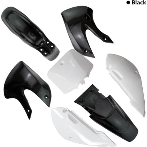 TDPRO 7PCS Black & White Motors Covers Plastic Body Kits for Kawasaki KLX 110 DRZ 110 KX 65