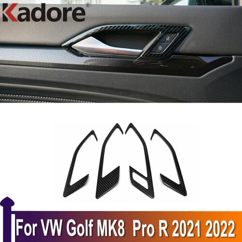 For Volkswagen Golf MK8 Pro R 2021 2022 Carbon Fiber Interior Door Handle Bowl Cover Trims Protection Sticker Car Accessories