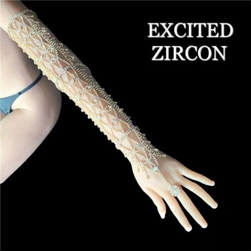 European and American fashion hot selling woman long bracelet jewelry bling exquisite luxury rhinestone crystal bracelet party