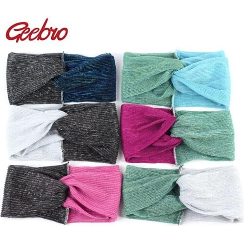 Geebro Womens Magic Elastic Headband Summer Fresh Color Palettes Colorblock Cross Knot Head Band For Girls Female Hair Band