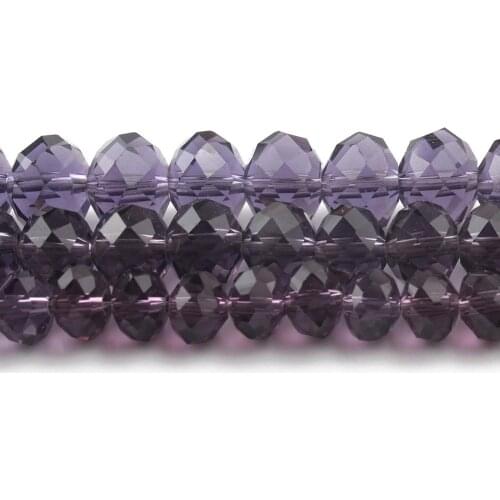 4/6/8/10/12mm Faceted Purple Glass Crystal Stone Beads Rondelle Loose Spacer Beads For Accessories Jewellery Making Bracelet 15