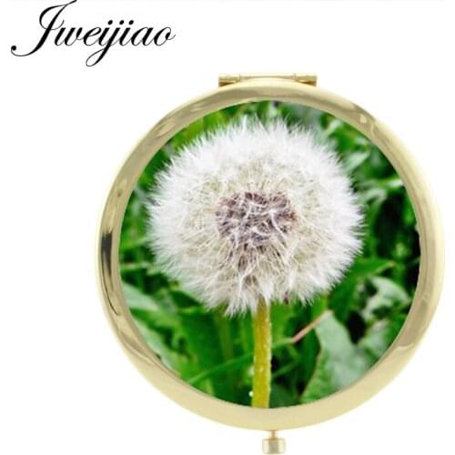JWEIJIAO Dandelion and flowers Double Sides Magnifier Makeup mirrors 2019 Sketch Cartoon DIY Fashion Brand Mirrors DD04