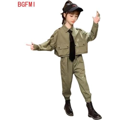 Spring Kids Outfits for Teenage Girls Long Sleeve Clothes Sets Girls School Tops +Pants + Tie Suits Kids Tracksuit Clothing Sets