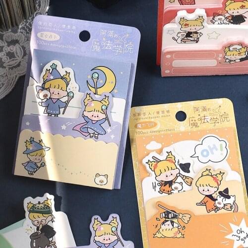 Creative Cute Magical Girl Cartoon Series Memo Pad Book Marking Message N Times Posting School Office Supplies