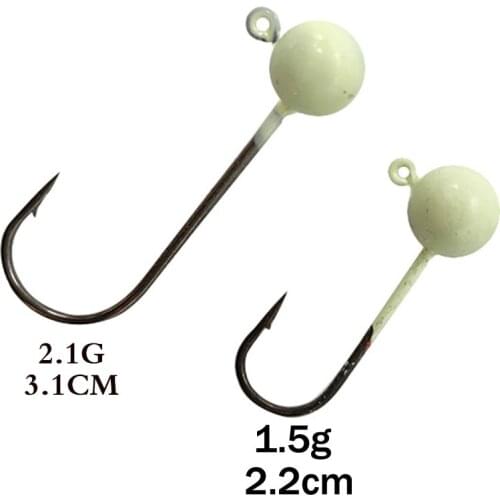 10PC Luminous Jig head hook fishing hook lead head Jig lure hard bait soft worm jig hook for fishing Carp Fishing Lure Soft Worm