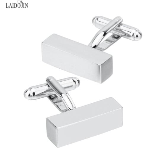 LAIDOJIN Square Cufflinks for Mens Shirt Classic Blank Silver Color Cuff links Brand Special Gift Man Jewelry