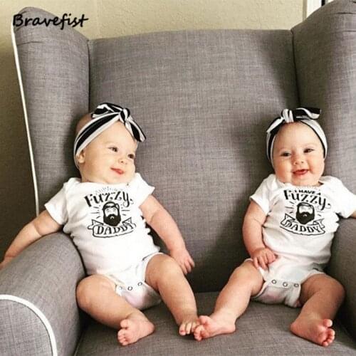 Summer Fuzzy Daddy Baby Bodysuit Newborn Short Sleeve Baby Boy Girl Clothes Toddler Jumpsuit Tiny Cottons Baby Onesies 0-24M