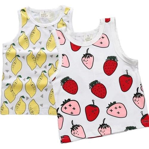 2021 Summer Boys Tops Vest Vest Children Sleeveless Vest Design Tee Round Neck Cartoon Printed Casual Wear