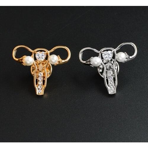 Gold Silver Color Uterus Womb Metal Brooch Pin Medical Jewelry Doctor Nurse Medicine Brooch Graduation Gift for Students
