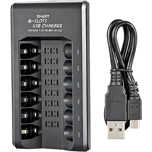 Multi-function Intelligent Six-slot Charging USB Charger Multi-Compatible AA/AAA Battery USB Charger Accessories