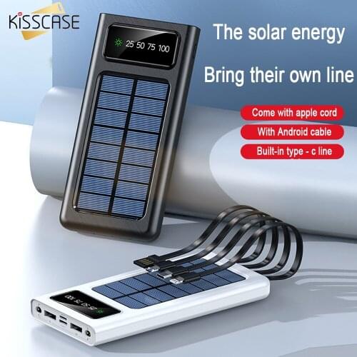 New 10000/20000/30000mah Shared Solar Energy with a Four-wire Mobile Power Supply Large-capacity Power Bank For iPhone Samsung