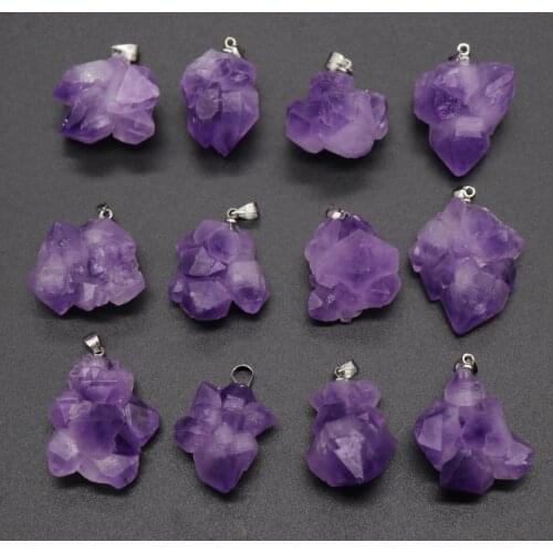Healing Irregular Natural Stone Pendant Necklace Brazil Amethysts Crystal Random shaped Stones Reiki Fashion Mineral Jewelry