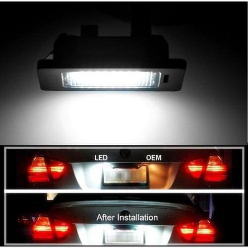 A Pair 24 LED 3528 SMD LED License Plate Lights Lamps Bulbs 6000K Cool White Fit For BMW E82 E90 E92 E93 M3 E39 E60 E70 X5 270E