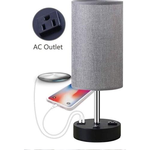 Rechargeable Bedside Bedroom Night Light Desk Led Hotel Charing Charge Modern circle Port with Dual Ports Table Lamp Usb