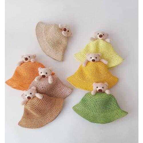 Lovely Cartoon Summer Baby Sun Hats Straw Hats Fisherman Hats Kids Boys Girls Beach Caps