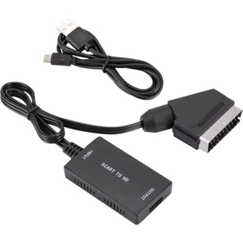 SCART To HDMI Converter With HDMI Cable HD Adapter 720P 1080P Video Audio Converter Adapte For TV Monitor Projector