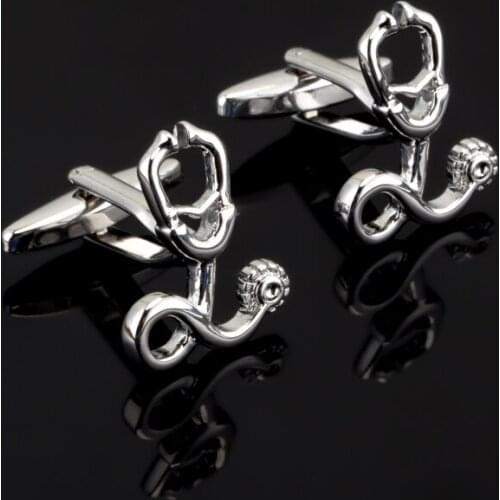 Luxury Jewelry Silvery stethoscope Cufflink for Mens French Shirt Fashion Brand Cuff botton High Quality doctor Cufflinks