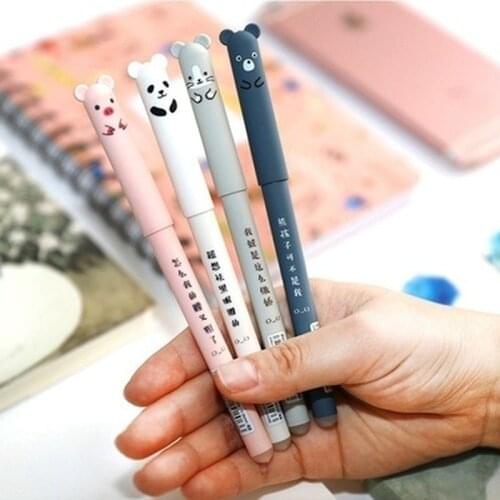 4PCS/ Set Refill Panda Pink Mouse Erasable Blue Ink Gel Pen School Office Supply Gift Stationery Papelaria Escolar