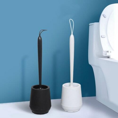 Bathroom Black Toilet Brush Soft TPR Silicone Brush Head No Dead Corners Home Floor-standing Cleaning Brushes WC Accessories