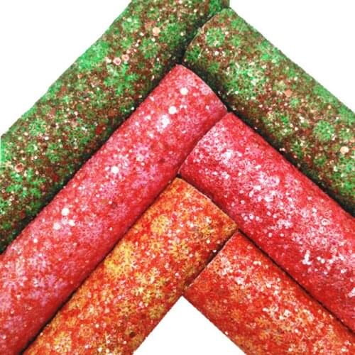 Snowflakes Glitter Faux Vinyl Fabric with Felt Backing Glitter Leather Sheets For Earrings Bows DIY 21X29CM GM2352A