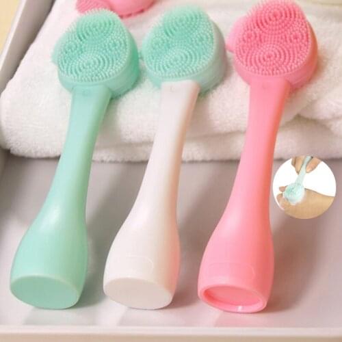 Hair Face Massage Washing Brush Blackhead Remover Portable Skin Care Tool Double Side Silicone Facial Cleanser Brush Soft