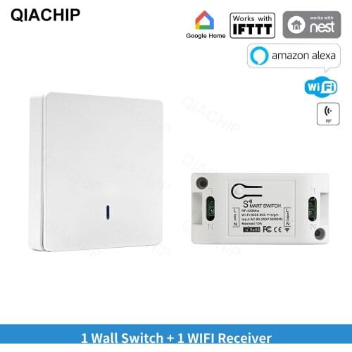 QIACHIP Universal Wifi 433 Mhz Wireless Remote Control Wall Switch Light Smart Home Automation RF Relay Module Work With Alexa