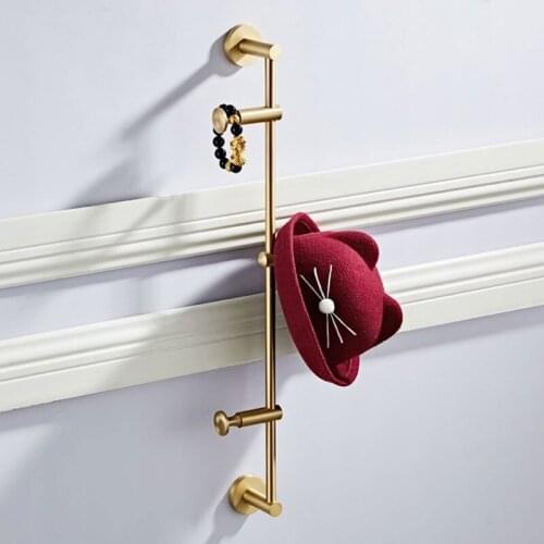 Solid Brass Coat Rack Free Adjustment, Wall Mount Coat Hooks with 3/4/5/6 Hooks for Hats, Scarves, Clothes Handbags