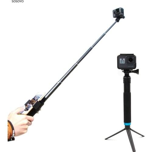 Extendable Handheld Selfie stick Waterproof Monopod Bracket with Tripod Mount Phone Holder For GoPro Dji Osmo Action Camera