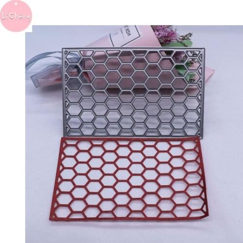 Honeycomb Mesh Frame Slimline Cutting Dies Scrapbooking Embossing Folder Card Making Diy Craft Stencil Metal Die Cut Kraft Paper